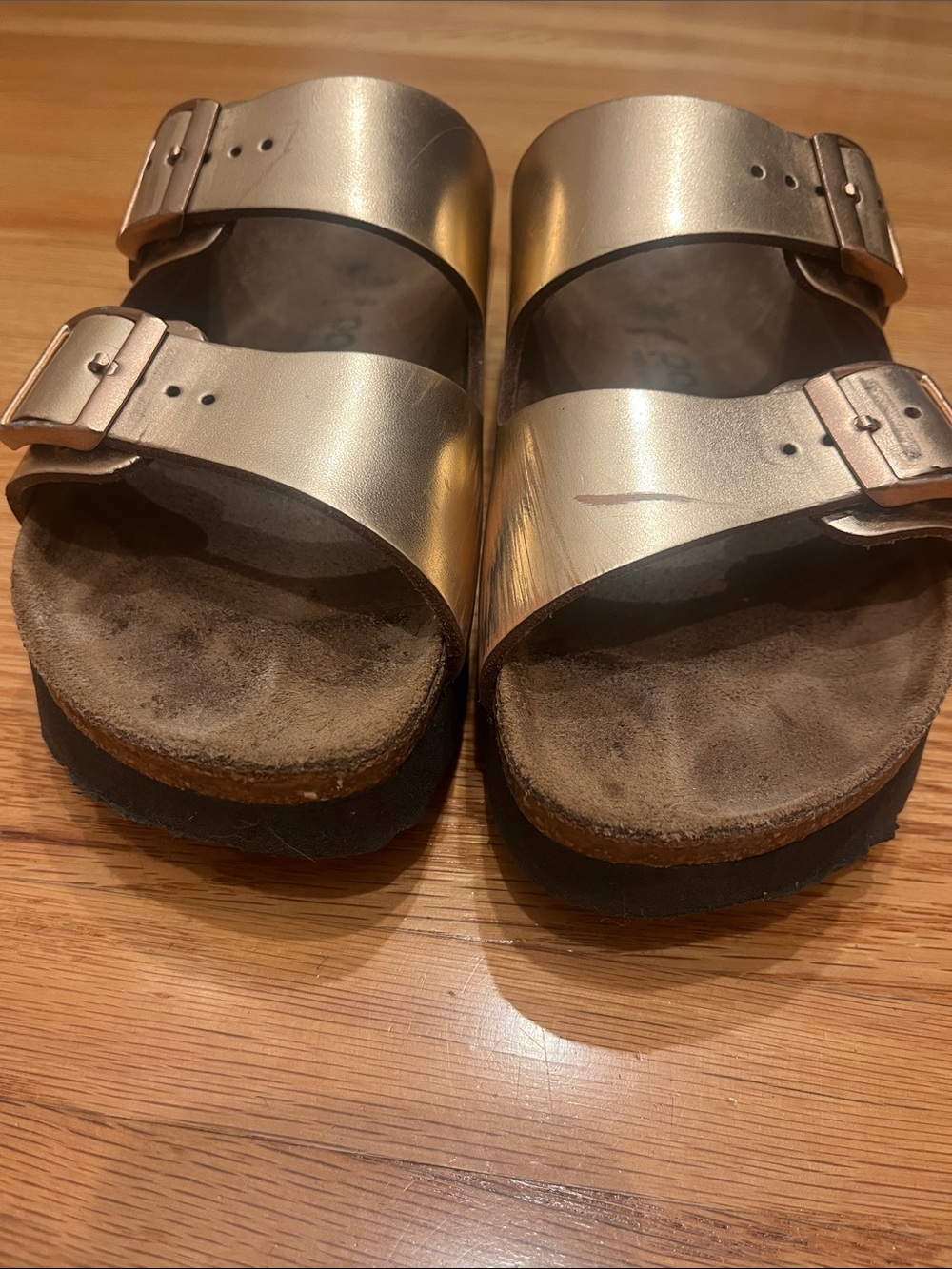 Birkenstock Papillio size 36 Bronze Metallic Arizona Platform Sandals - Picture 6 of 8